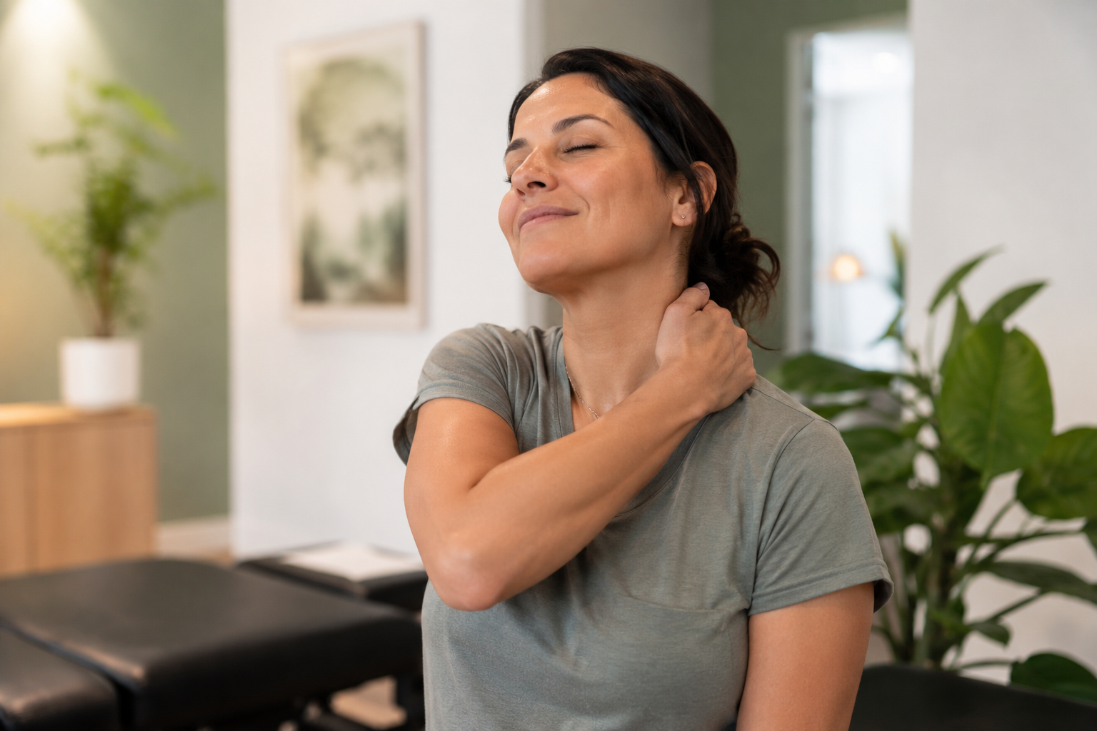 Patient experiencing relief after treatment